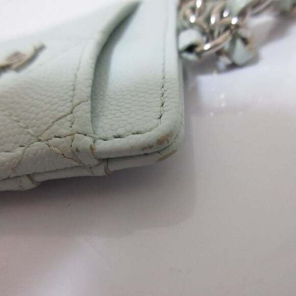 CHANEL Caviar Leather Matelasse Chain Pass Case with Key Ring, Light Blue, Wo... - Picture 16 of 16